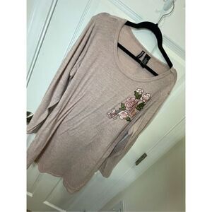 Kristin Nicole women’s long sweater embroidered pink XL